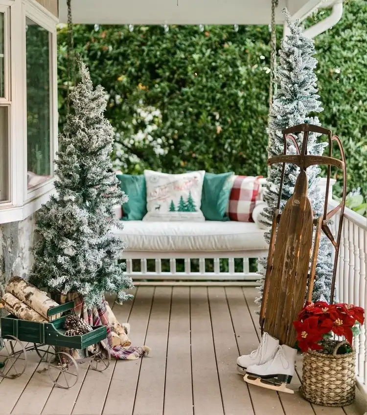 Decoration with sleigh for outside on the veranda or terrace